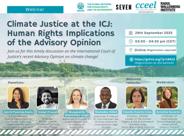 Upcoming event (webinar): Climate Justice at the ICJ: Human Rights Implications of the Advisory Opinion